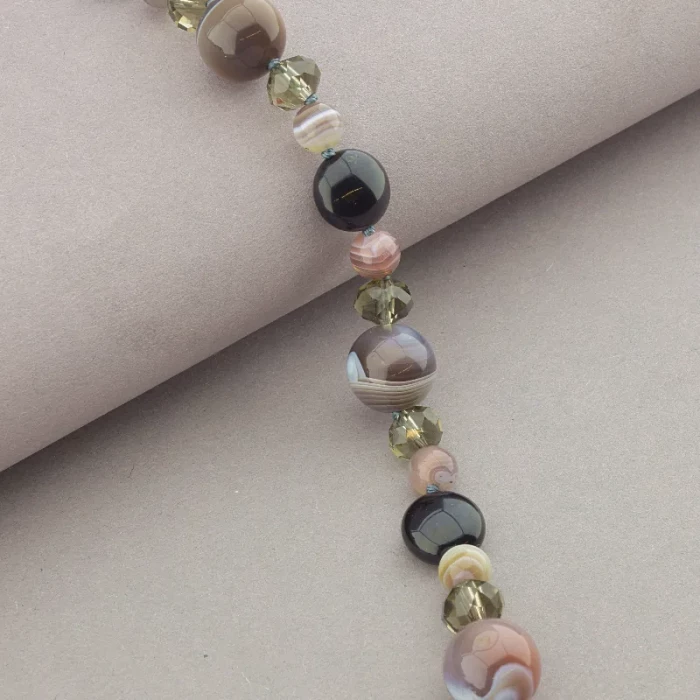 🏷️️ Намисто Агат сталь 57 см. ss_89149