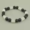 🏷️️ Браслет резинка Місячний камінь, Шунгіт 16 см. F-97595