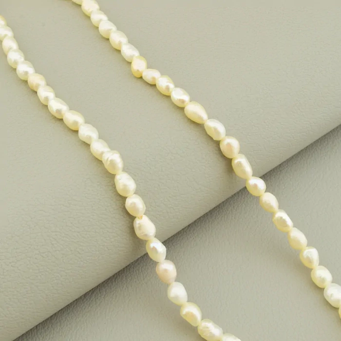 🏷️️ Намисто з перлин (36 см, з карабіном, сталь, 6х5 мм, А, молочний, срібний) ss_105373