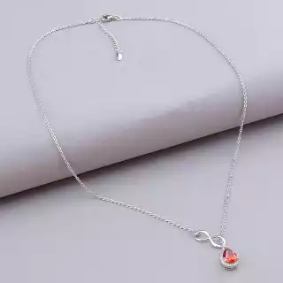 Підвіска нескінченність Xuping Фіаніт червоний 45 см (родій)