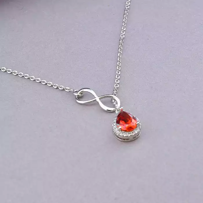 🏷️️ Підвіска нескінченність Xuping Фіаніт червоний 45 см (родій) ss_90649