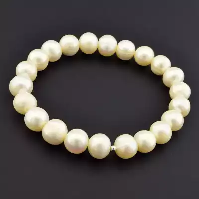 Браслет на резинці Перли 18 см (родій)