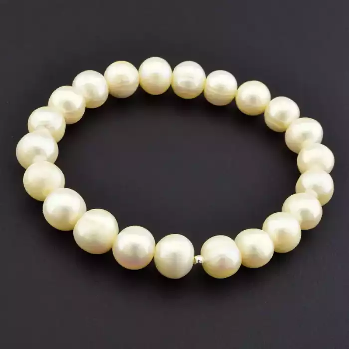 🏷️️ Браслет на резинці Перли 18 см (родій) F-105780