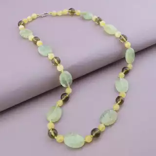 Намисто Пренит, Волосатик, Раухтопаз 55 см.