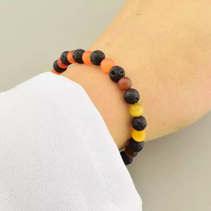 🏷️️ Браслет на резинці Лава, Котяче око 17 см F-105880