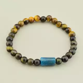 Браслет на резинці Тигрове око, Соколине око, Апатит 17 см