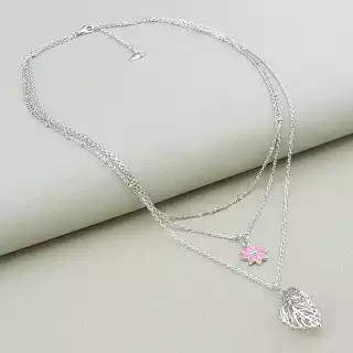 Підвіска квітка та листок Xuping емаль 41 см (родій)