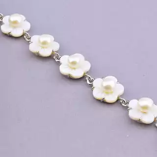 Браслет з карабіном Перли, Перламутр 17 см