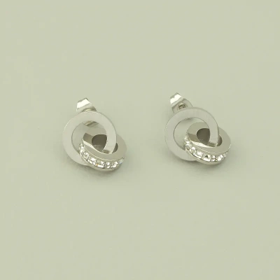 Сережки Stainless Steel Фіаніт (родій)