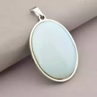 Кулон овальний Stainless Steel Місячний камінь 55х35 мм
