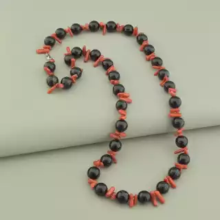 Намисто Агат, Корал 61 см.