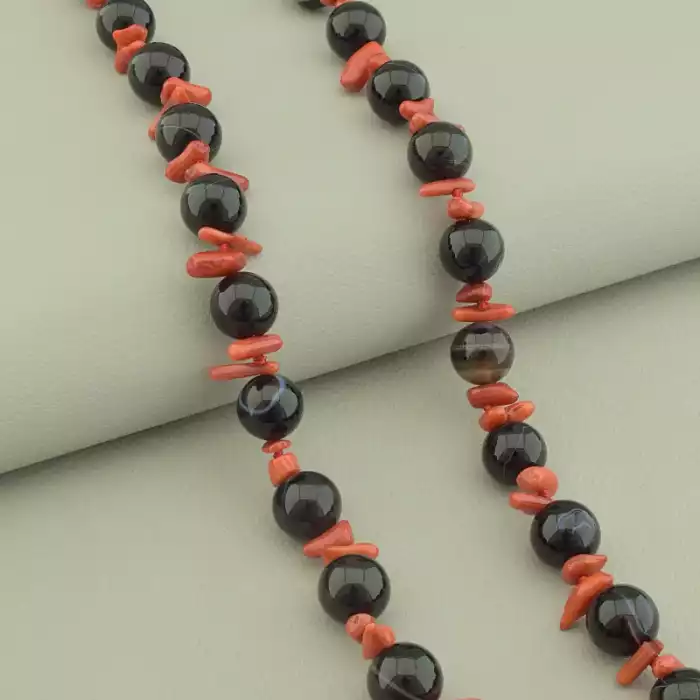 🏷️️ Намисто Агат, Корал 61 см. ss_99802