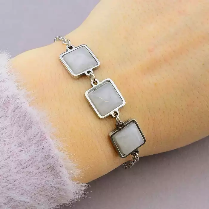 🏷️️ Браслет з карабіном Рожевий кварц 19 см ss_50481