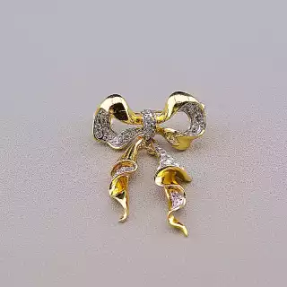 Брошка бантик Сrystal (позолота 18к)