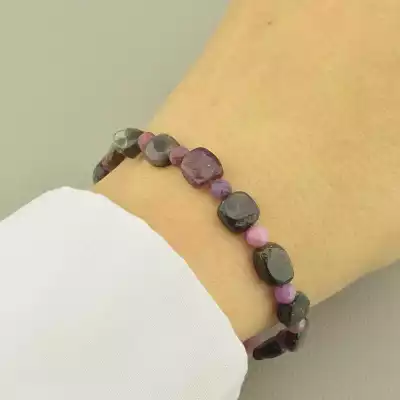 🏷️️ Браслет на магнітній застібці Рубін, Турмалін 17,5 см. F-101265