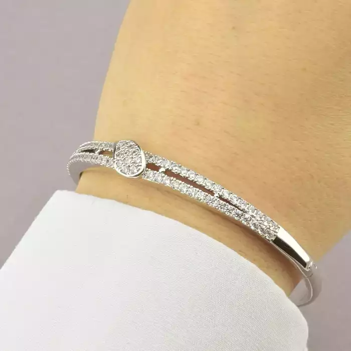 🏷️️ Браслет шарнірний Xuping Фіаніт 17 см (родій) ss_76712