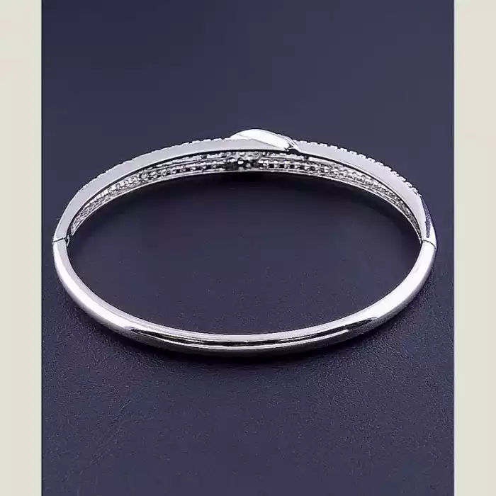 🏷️️ Браслет шарнірний Xuping Фіаніт 17 см (родій) ss_76712