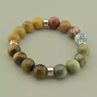 Браслет резинка Яшма, Тигрове око 17 см.