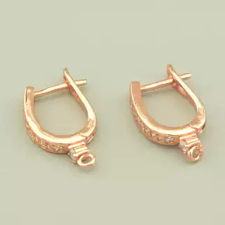 Швензи Пара Фіаніт 19х2, 8мм.(позолота 18к (рожева))