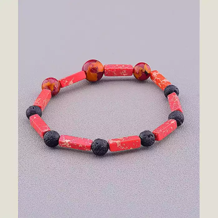 🏷️️ Браслет резинка Говлит, Лава, Яшма 17 см ss_78088