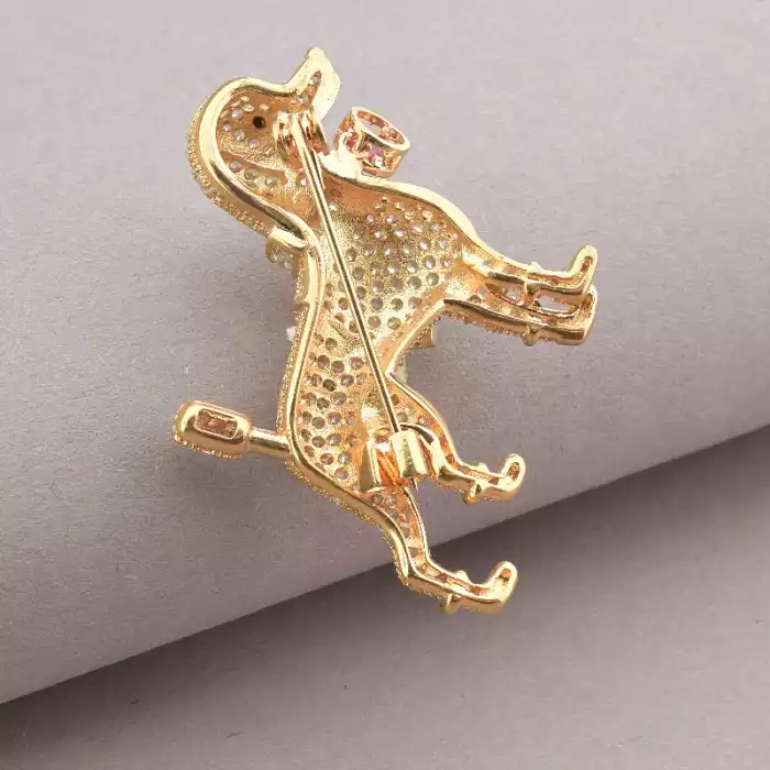 🏷️️ Брошка песик Фіаніт Saiya (позолота 18к) ss_56497