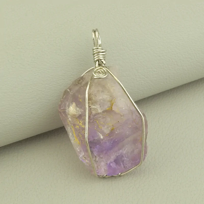 🏷️️ Кулон Аметист у дроті 40х25мм. ss_103508