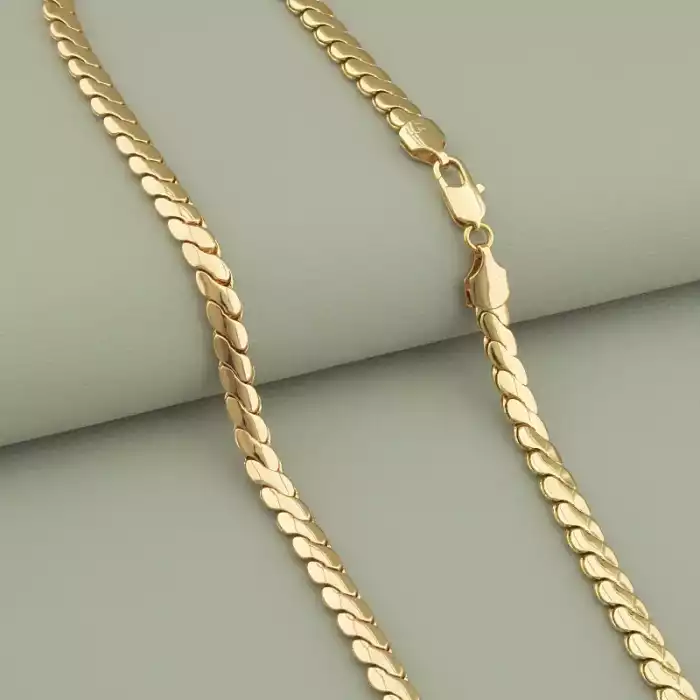 🏷️️ Ланцюг серпантин Xuping 50 см. (позолота 18к, застібка карабін) ss_96407