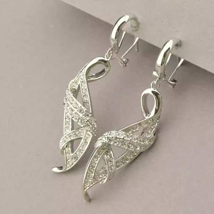 🏷️️ Набір Підвіска + Каблучка + Сережки Winniana Фіаніт 45 см. (родій) ss_88937