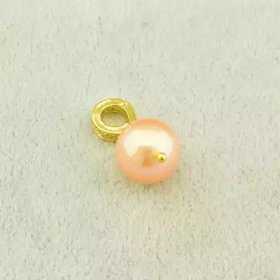 🏷️️ Кулон з перлами (27х12 мм, позолота 18к, рожевий з жовтими акцентами) F-104863