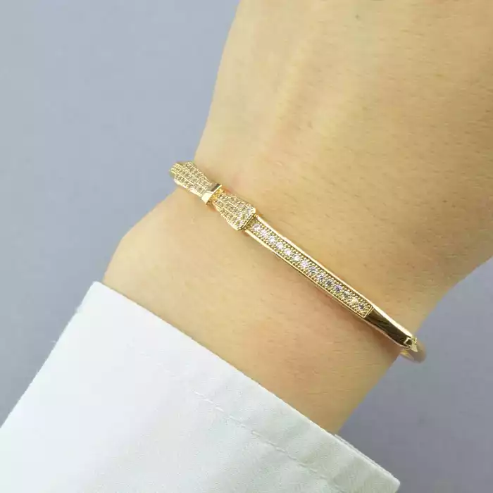 🏷️️ Браслет шарнірний Xuping Фіаніт 17 см (позолота 18к) ss_58627