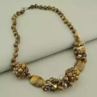 Намисто масивне пряжка Тигрове око 50 см