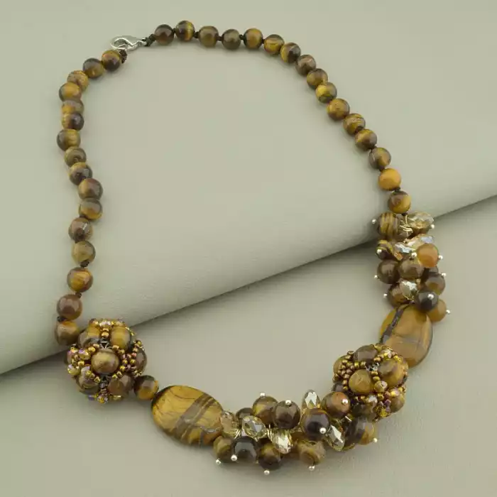 🏷️️ Намисто пряжка Тигрове око 50 см ss_105581