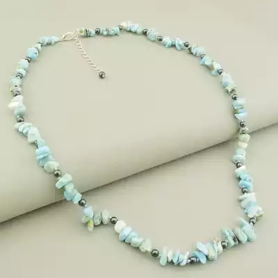 Намисто Ларімар, Гематит 55 см