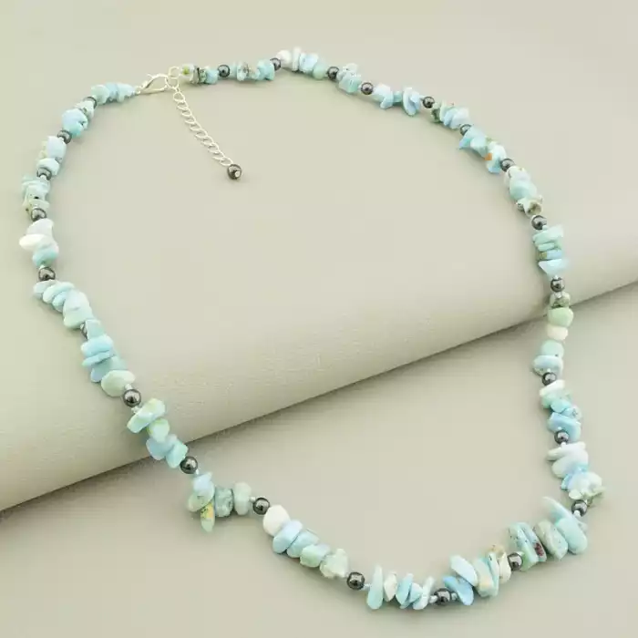 🏷️️ Намисто Ларімар, Гематит 55 см F-105781