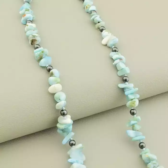 🏷️️ Намисто Ларімар, Гематит 55 см F-105781