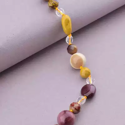 🏷️️ Намисто Яшма, Гірський кришталь 59 см. F-90999