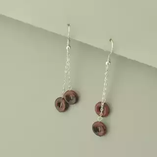 Сережки ланцюжки петля Обсидіан