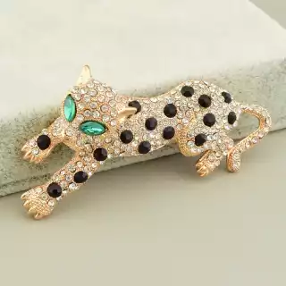 Брошка леопард Фіаніт 70х25 (позолота 18к)