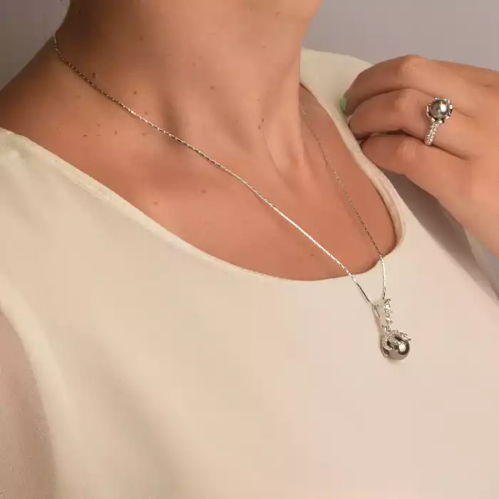 🏷️️ Набір Підвіска + Каблучка + Сережки Winniana Фіаніт 45 см. (родій) ss_92086