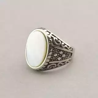 Перстень Stainless Steel Перламутр медична сталь 316L21 р