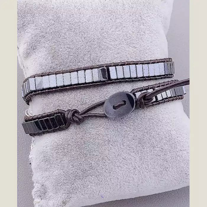 🏷️️ Браслет Chan Luu Гематит 37 см шкіра ss_12872