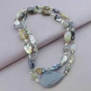 Намисто Агат, Чеський кришталь, Лабрадор 96 см