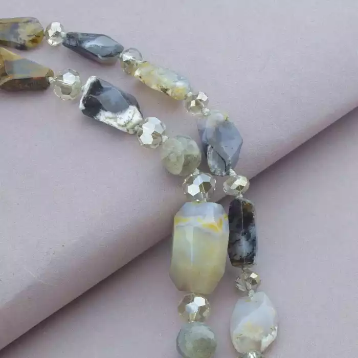 🏷️️ Намисто Агат, Чеський кришталь, Лабрадор 96 см ss_84361