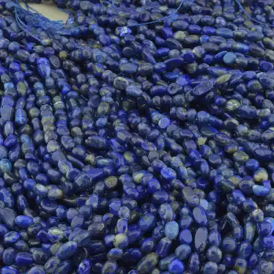 🏷️️ Намистини Лазуріт 39 см. на нитці (натуральне каміння, без застібки) F-100752