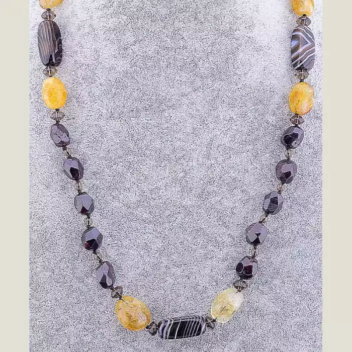 🏷️️ Намисто Агат, Цитрин, Гранат 62 см ss_76154