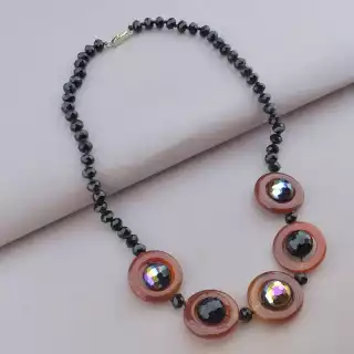 Намисто Сердолік, Чеський кришталь 55 см.