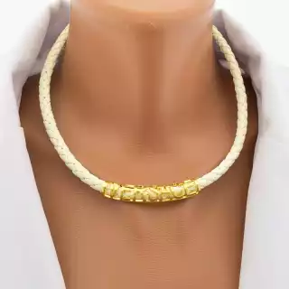 Підвіска Fashion Versace біла з лимонною позолотою, 46 см