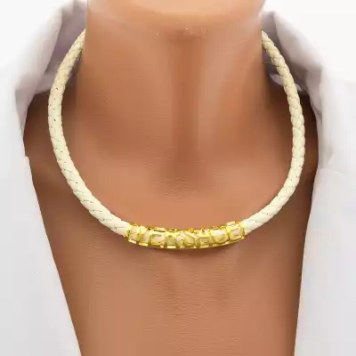 🏷️️ Підвіска Fashion Versace біла з лимонною позолотою, 46 см F-104564