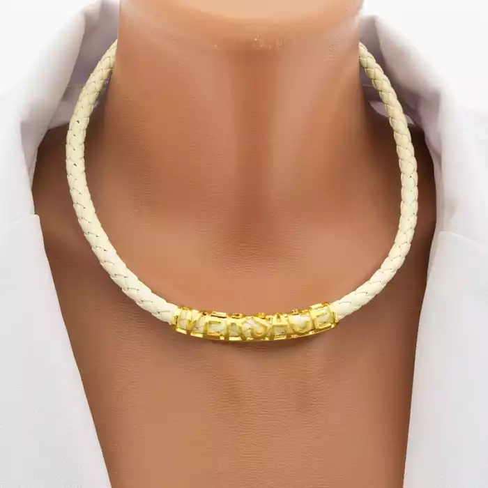 🏷️️ Підвіска Fashion Versace біла з лимонною позолотою, 46 см ss_104564