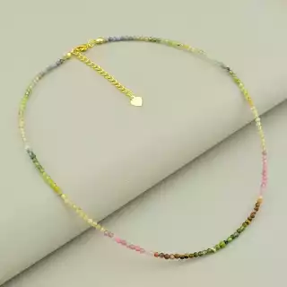 Підвіска з самоцвітами грань (40 см, різнокольорова, позолота)